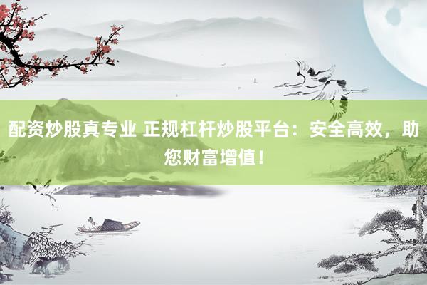 配资炒股真专业 正规杠杆炒股平台：安全高效，助您财富增值！
