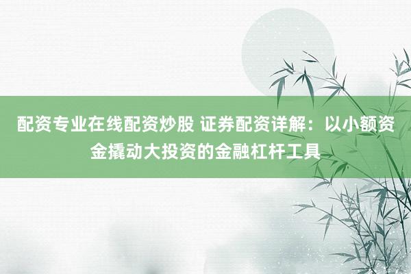 配资专业在线配资炒股 证券配资详解：以小额资金撬动大投资的金融杠杆工具
