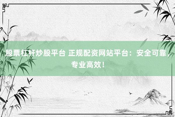 股票杠杆炒股平台 正规配资网站平台：安全可靠，专业高效！