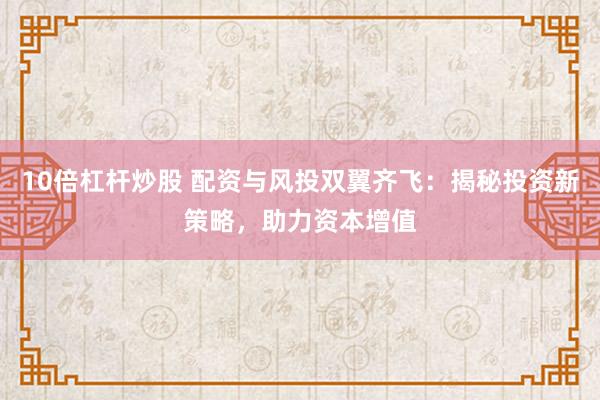 10倍杠杆炒股 配资与风投双翼齐飞：揭秘投资新策略，助力资本增值
