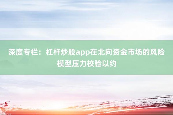 深度专栏：杠杆炒股app在北向资金市场的风险模型压力校验以约