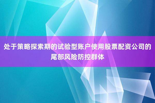 处于策略探索期的试验型账户使用股票配资公司的尾部风险防控群体