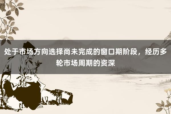 处于市场方向选择尚未完成的窗口期阶段，经历多轮市场周期的资深