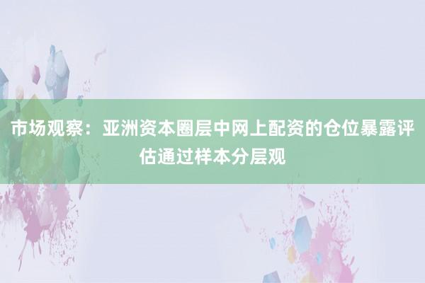 市场观察：亚洲资本圈层中网上配资的仓位暴露评估通过样本分层观