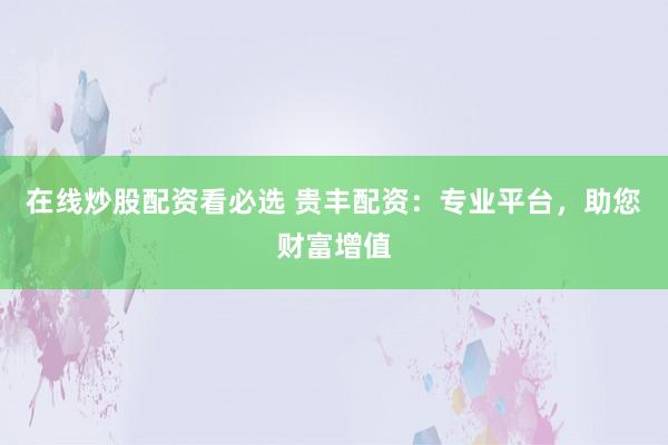 在线炒股配资看必选 贵丰配资：专业平台，助您财富增值